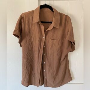 Brown short sleeve button down shirt